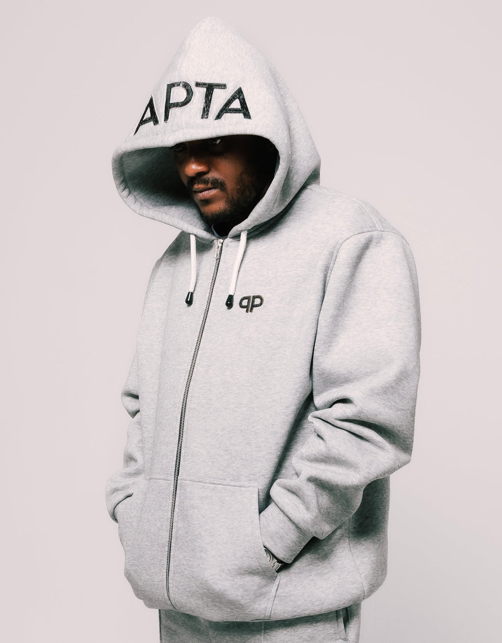 PAPTA Grey Melange Zipper Hoodie