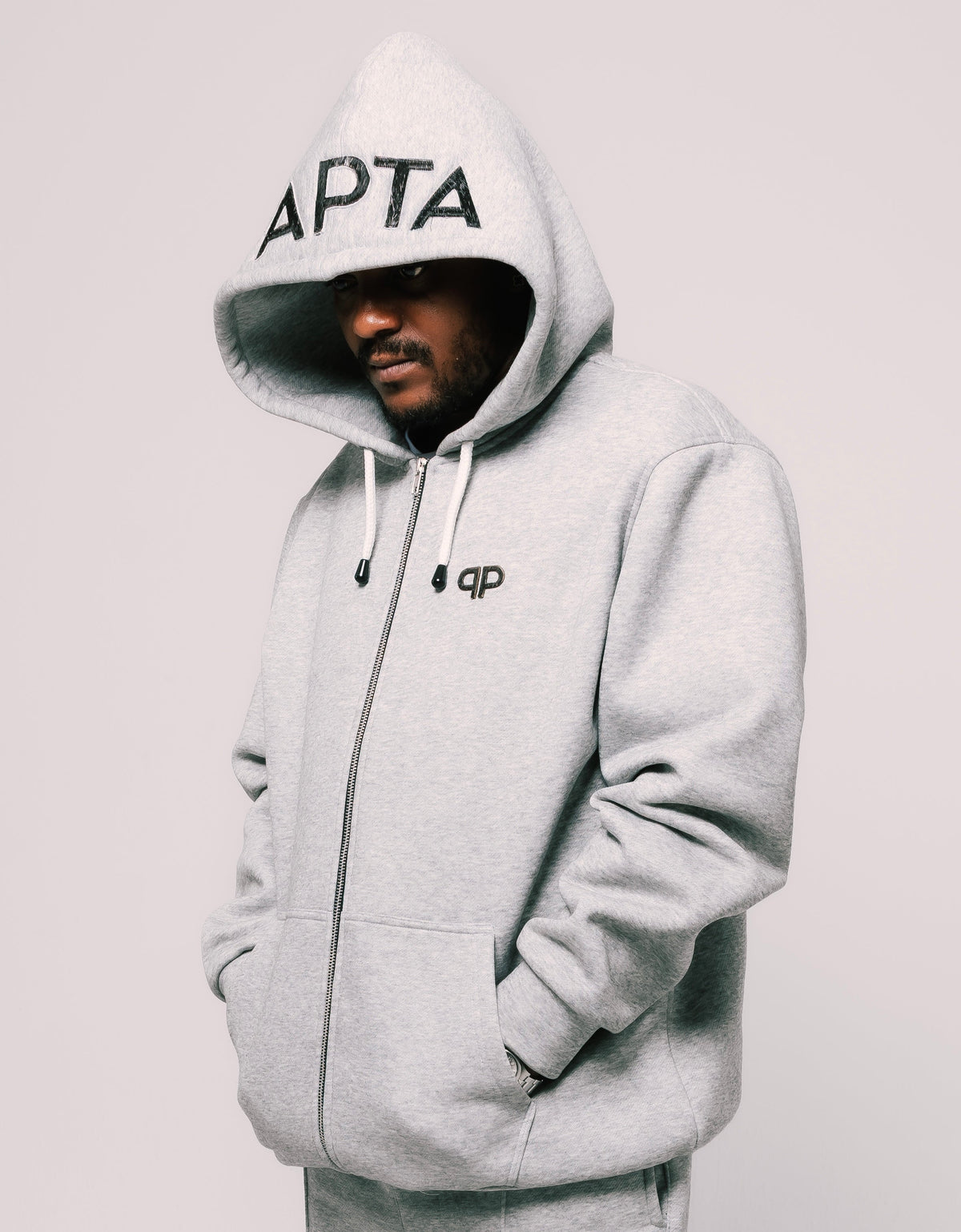 PAPTA Grey Melange Zipper Hoodie