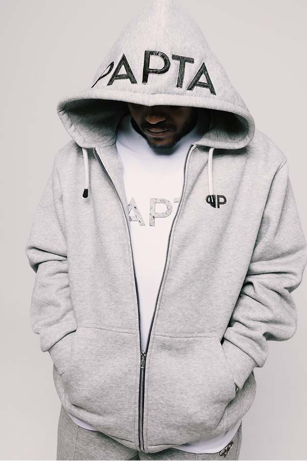 PAPTA Grey Melange Zipper Hoodie