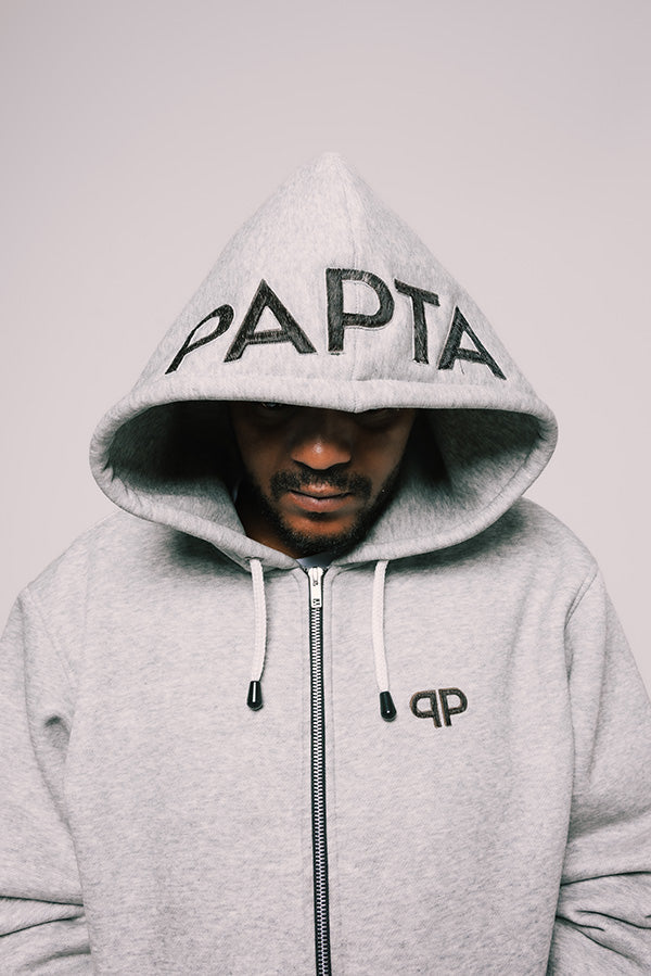 PAPTA Grey Melange Zipper Hoodie